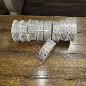 Elegant Silver Rhinestone Ribbon Rolls Bundle of 9